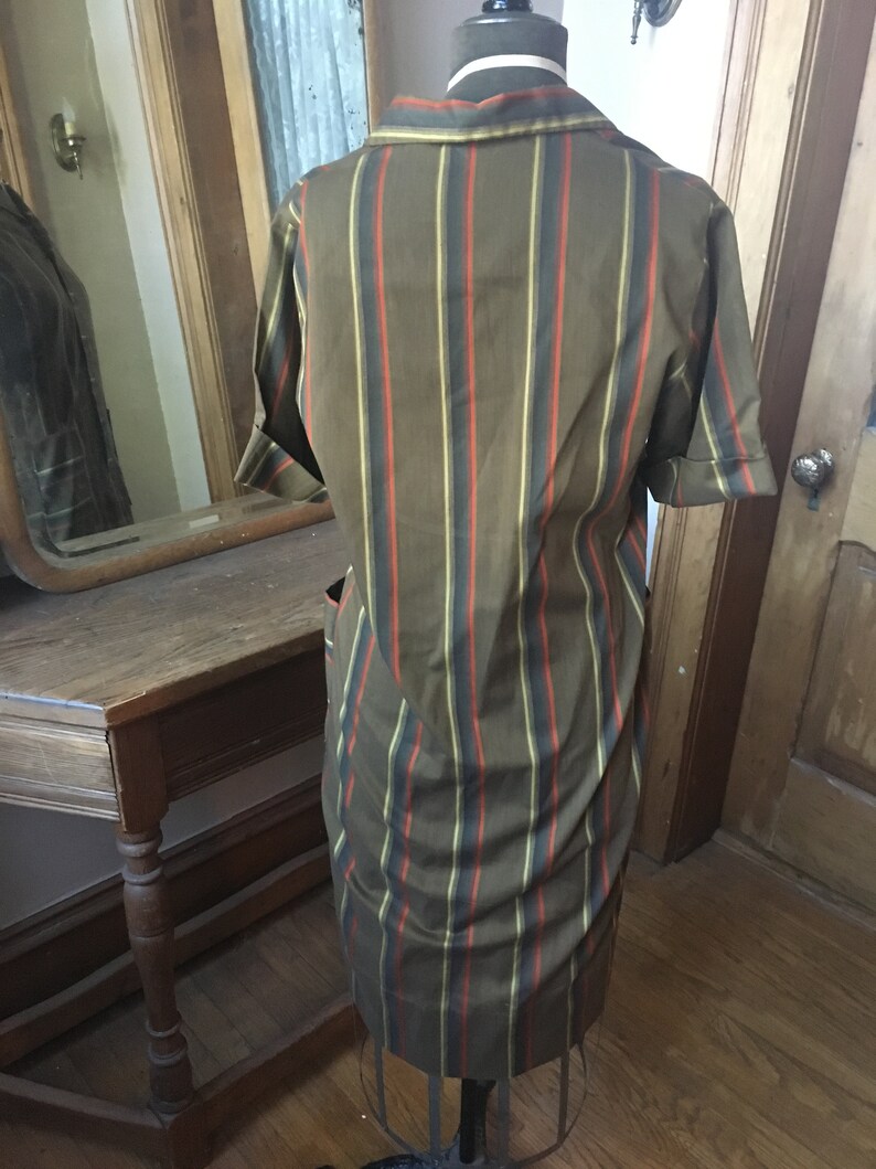 Orange Striped T-Shirt Dress Vintage 1960/'s Brown