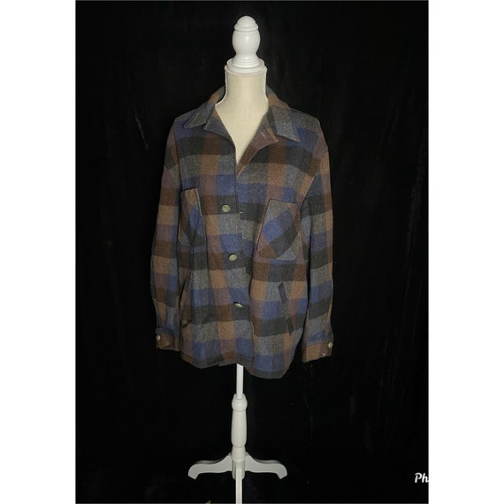 Vintage 1940s Blue Plaid Wool Land N 