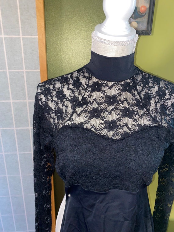 Vintage 1990’s black lace and stretch romper, dan… - image 2