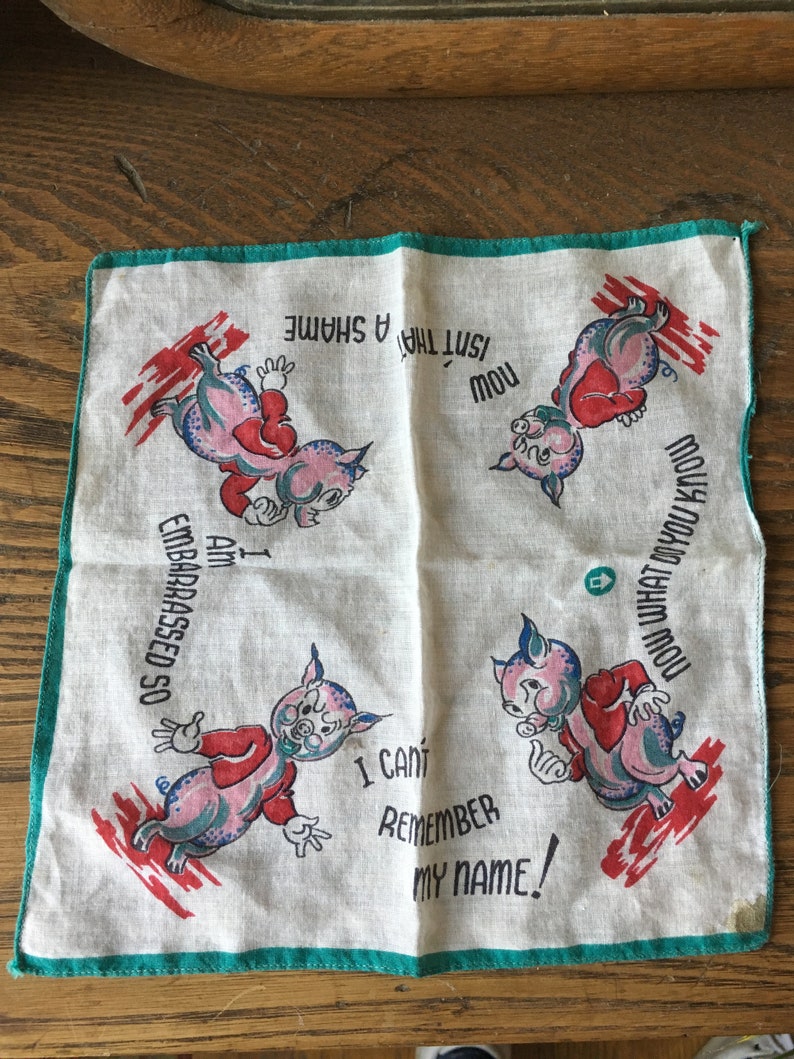 Vintage Novelty Piggy Hanky image 1