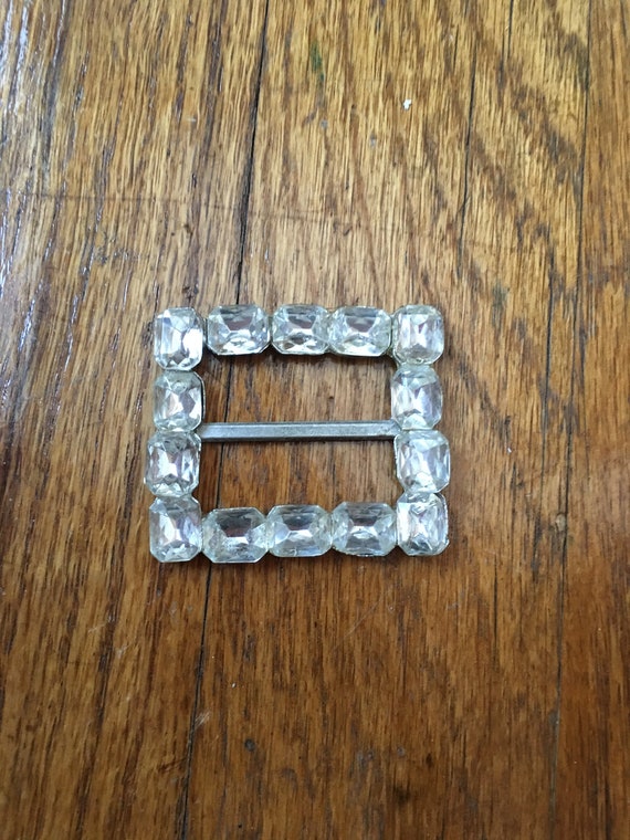Vintage Silver Rhinestone Belt Buckle ANN Stamped - Etsy display picture 2