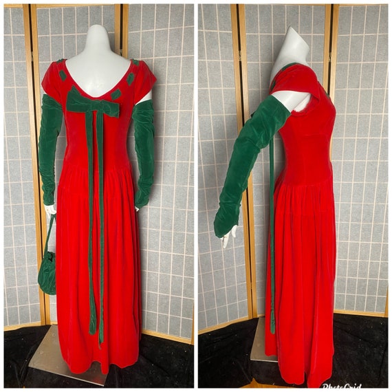 SALE Vintage 1940’s red and green cotton velvet C… - image 5