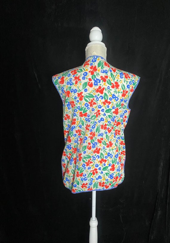 Vintage 1960’s primary color floral chore vest, c… - image 8