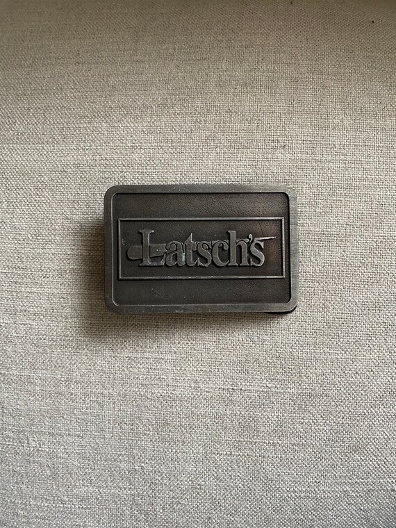 Vintage 1980's Latsch's Dark Silver Belt Buckle - image 1