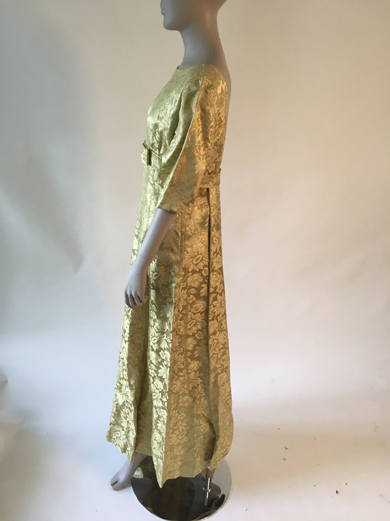 Vintage 1960's Gold Floral Brocade Formal Gown, D… - image 5