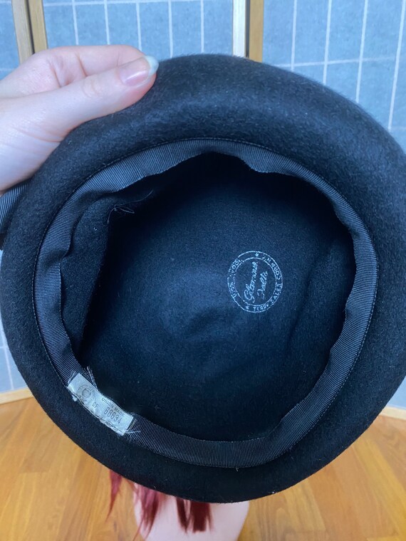 Vintage 1940’s black wool felt hat with glitter a… - image 9