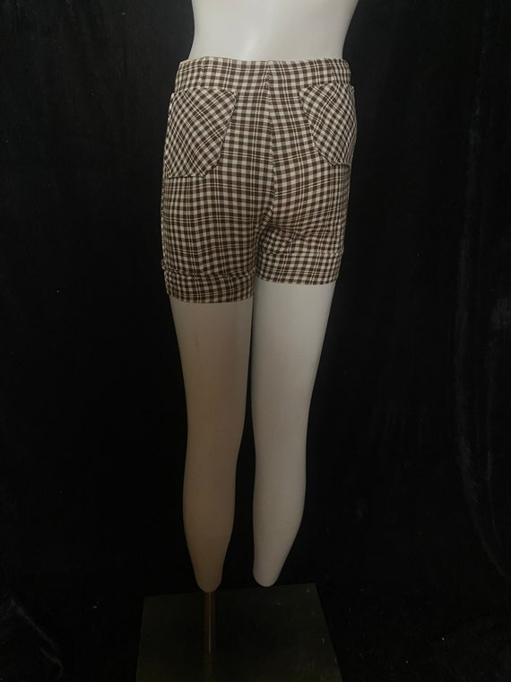 Vintage 1970’s brown and white plaid summer short… - image 6
