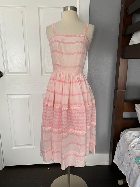 Vintage 1950's Light Pink Stripe Summer Dress, Size Extra Small - Etsy