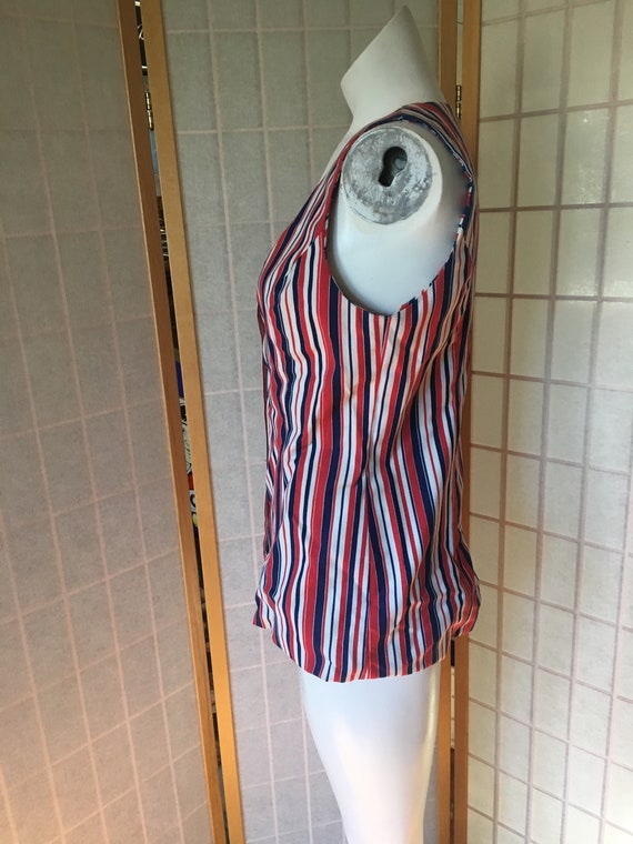 Vintage 1970's Red White and Blue Striped Tunic, … - image 4