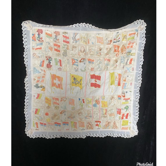 tobacco silk quilt Vintage Antique 1920's Cigarette Silks Quilt, Throw Blanket