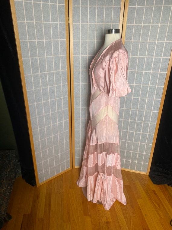 Vintage 1930’s pink sheer mesh dress with matchin… - image 2