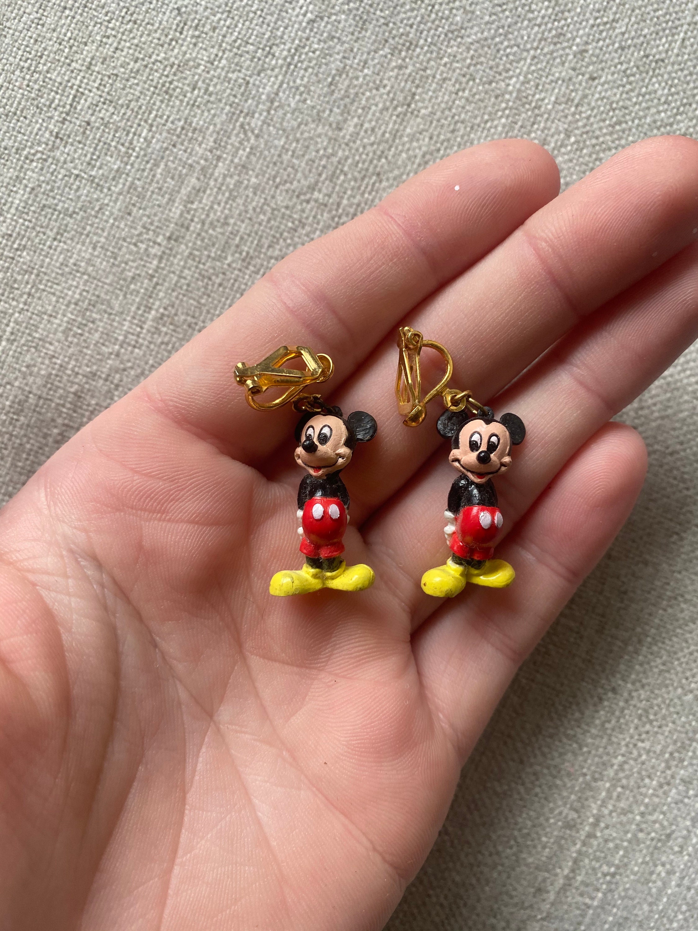 Vintage Mickey Mouse Clip on Earrings and Gold Mickey Pendant Etsy