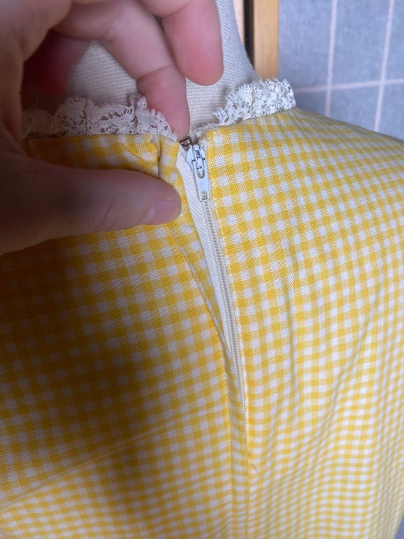 Vintage 1970’s yellow and white gingham romper, p… - image 7