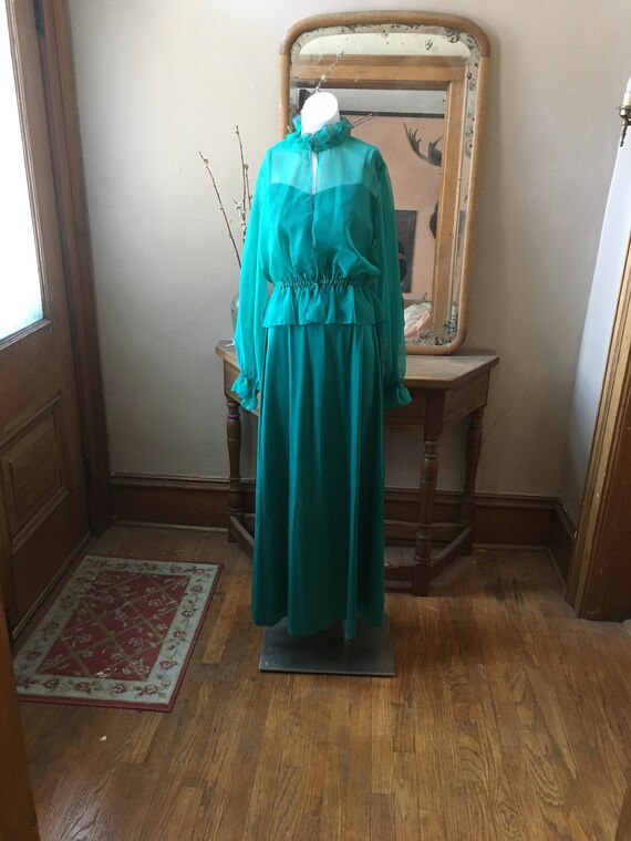 Vintage 1970's Green Bridesmaid Gown