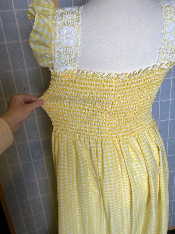 Vintage 1970’s yellow and white gingham sun dress… - image 7