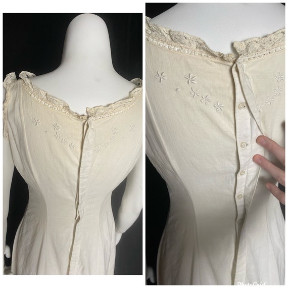 Antique 1800’s 1900’s white cotton embroidered ni… - image 5