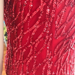 Vintage 1980s Full length red silk sequin dress image 8