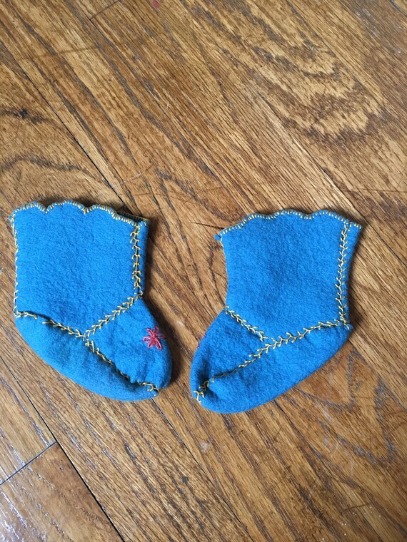 Vintage Blue Baby Booties - image 2