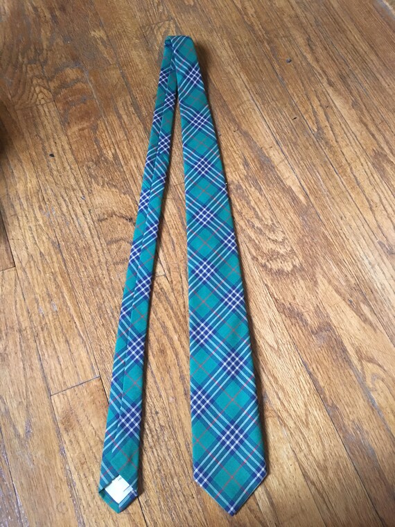 Vintage Green, Blue Plaid Necktie