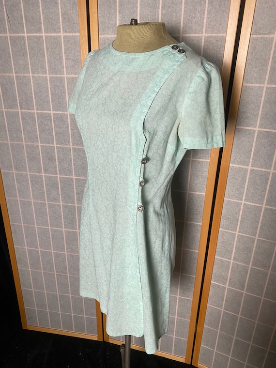 Vintage 1960’s mint green semi sheer dress with b… - image 2