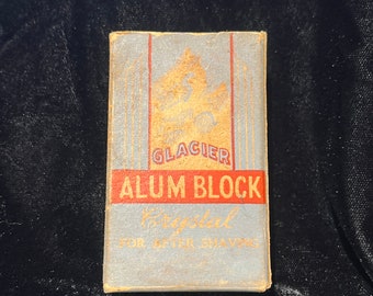 Vintage barbershop 1940s Glacier brand alum block in original box
