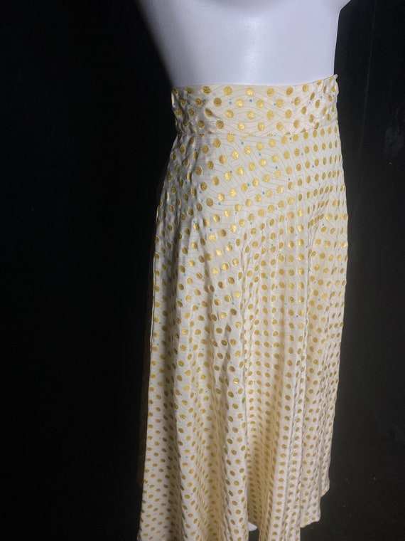 Vintage 1950’s cream and metallic gold polka dot … - image 2