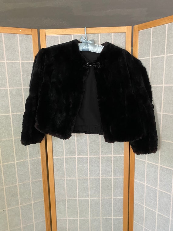 Vintage 1940’s 1950’s black rabbit fur bolero