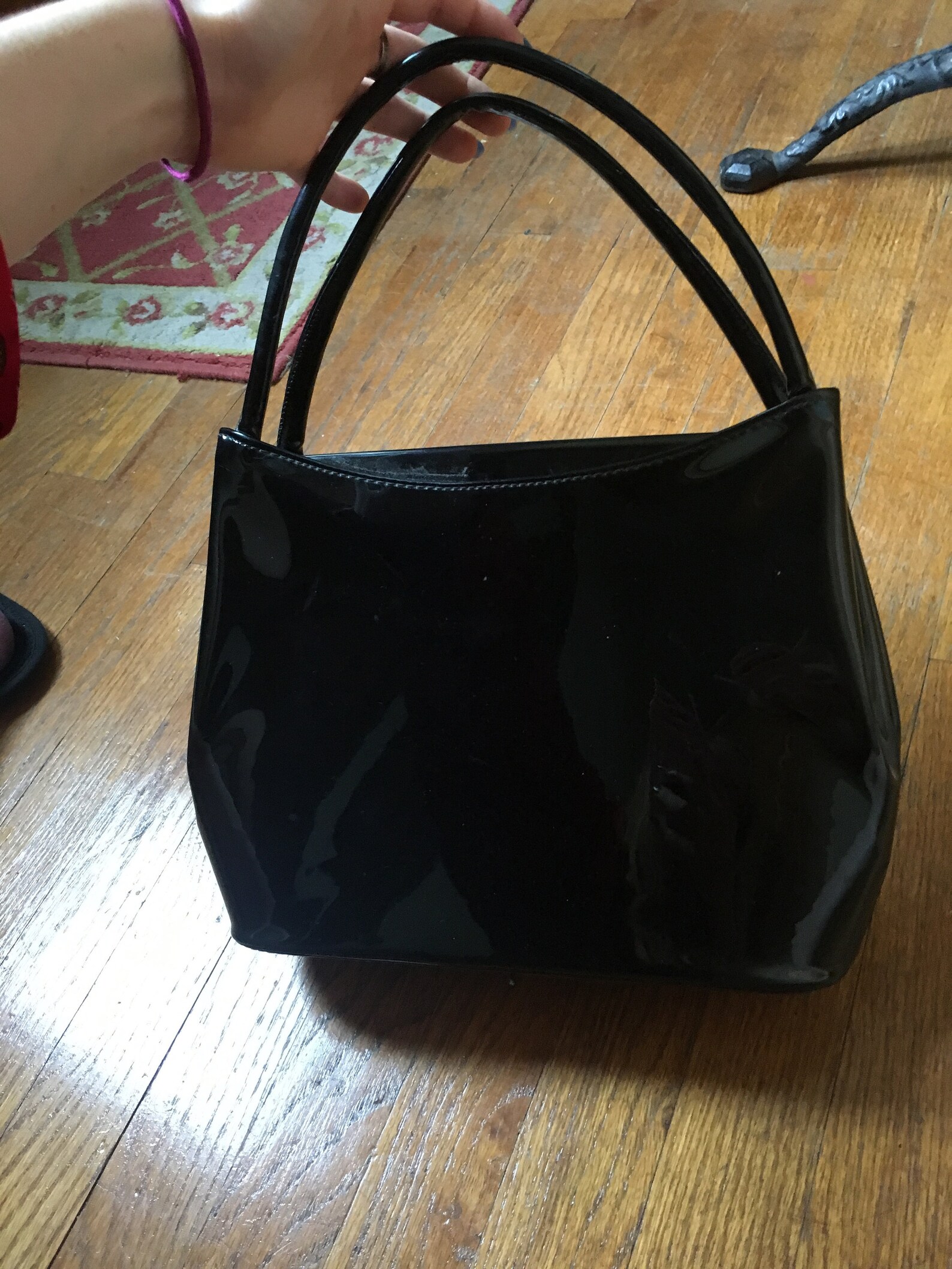 Vintage Black Vinyl Handbag Etsy