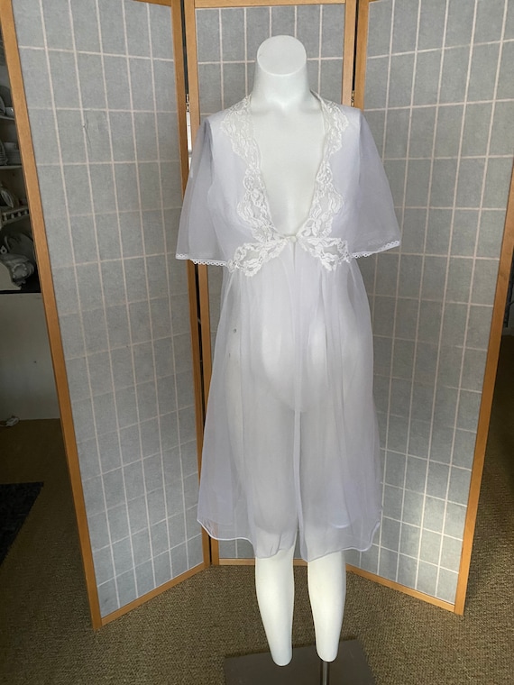 Vintage 1950’s sheer white nylon and lace sexy be… - image 1