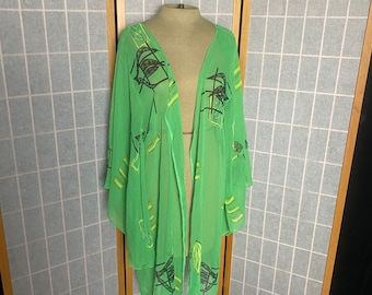 Vintage 1990’s lime sheer sheer tunic swimsuit cover jacket, size 2X
