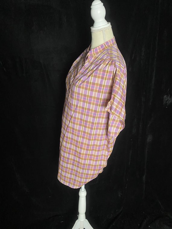 Vintage 1970’s purple plaid Levi’s smock button b… - image 5