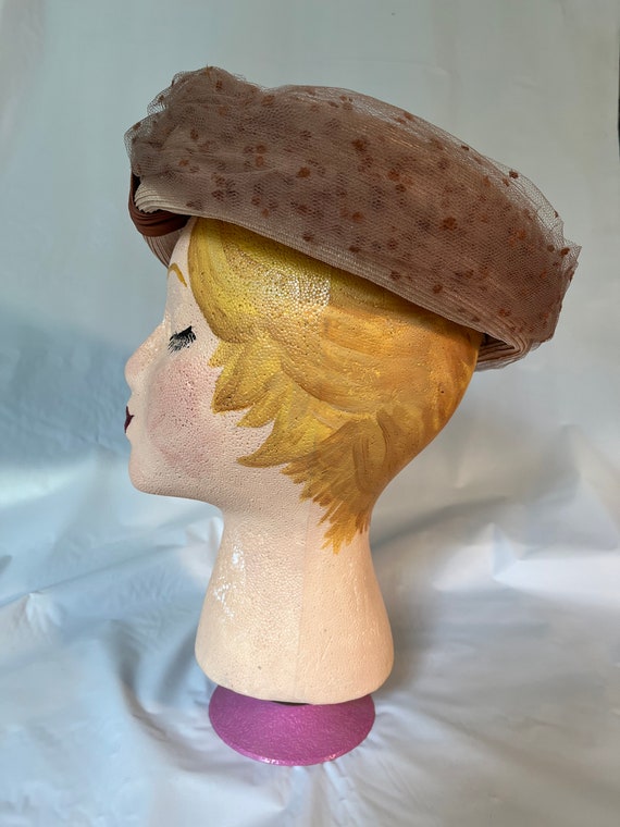 Vintage tan pill box hat 1950’s - image 4