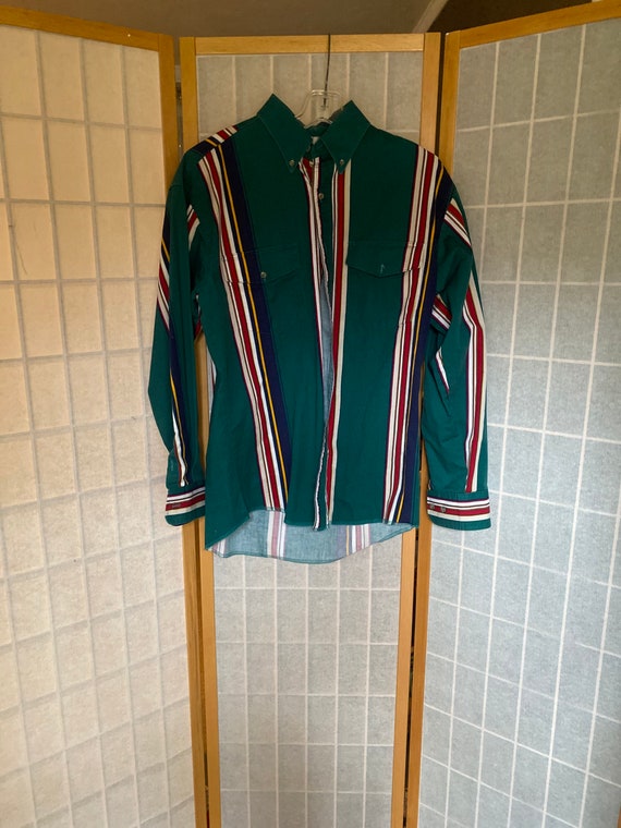Vintage 1970’s green striped Wrangler long sleeve