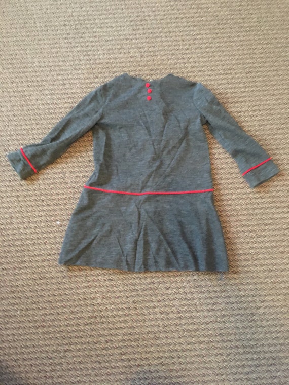Vintage 1970s Little Girl's Gray, Grey and Red Tod