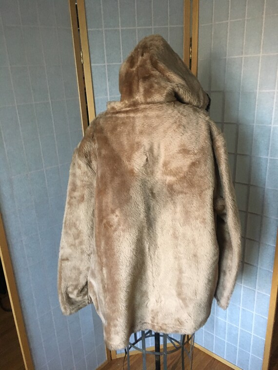 Vintage 1970's Light Brown Tan Fuzzy Plush Pull Over … - Gem