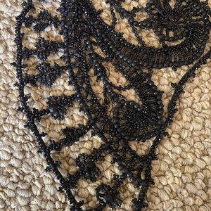 Vintage antique victorian Edwardian black beaded collar zdjęcie 3