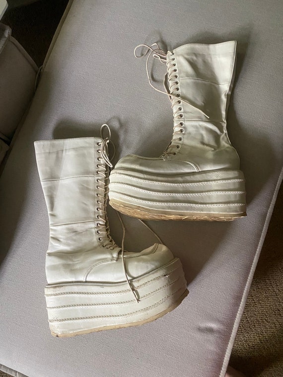 Vintage 1990'S White Platform Frankenstein Demonia