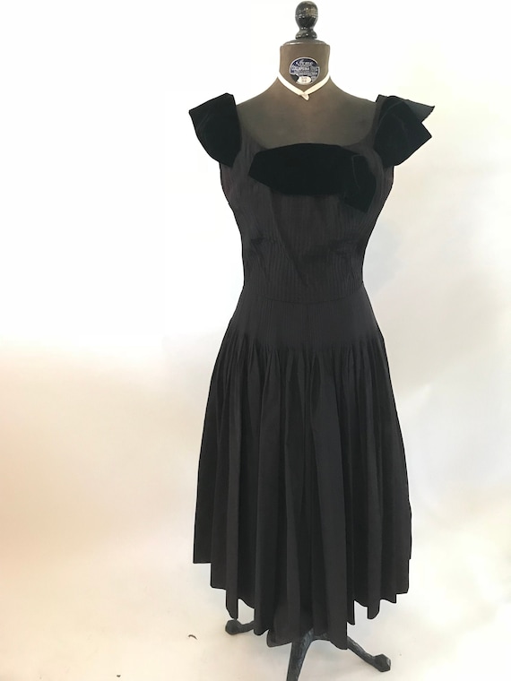 1940's little black dress 1940s 1950s Black Rayon Tassels Party Dress main image 1