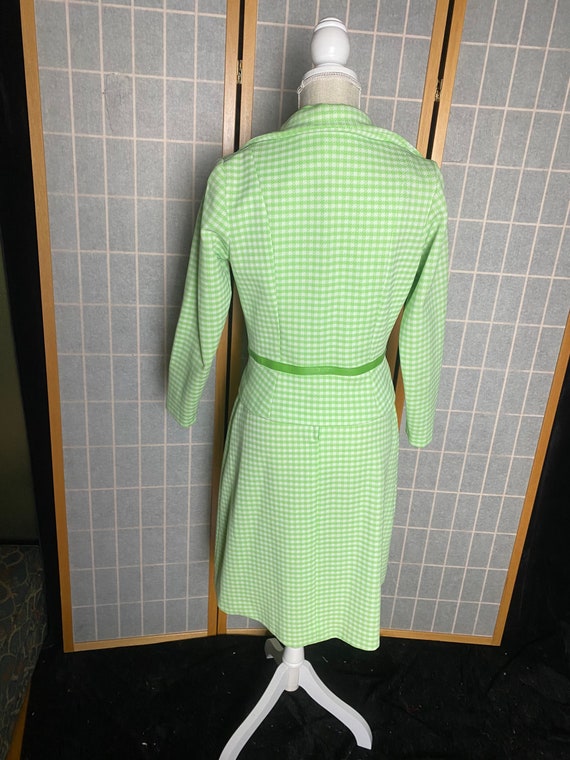 Vintage 1970’s lime green and white houndstooth d… - image 5