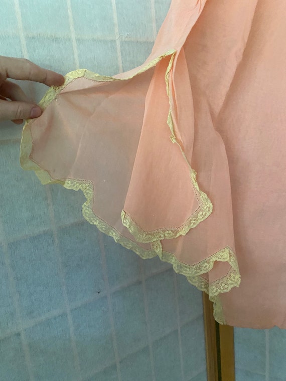 Vintage 1920’s peach pink semi sheer cotton linge… - image 4