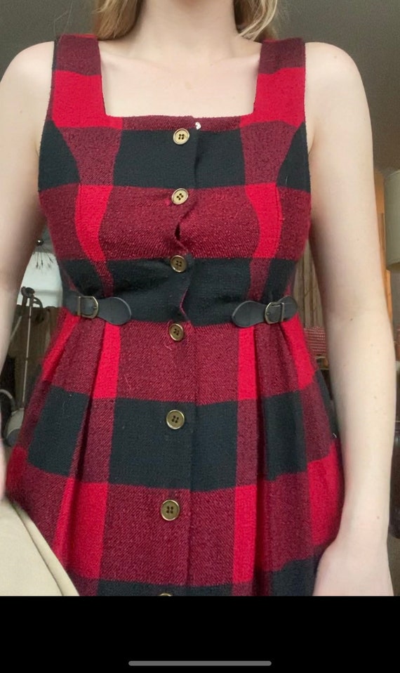 vintage 1980's Buffalo Plaid Red and Black Plaid … - image 3