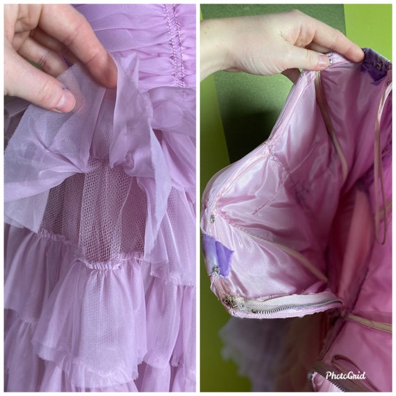 Vintage 1950’s purple strapless ruffle tulle tier… - image 9