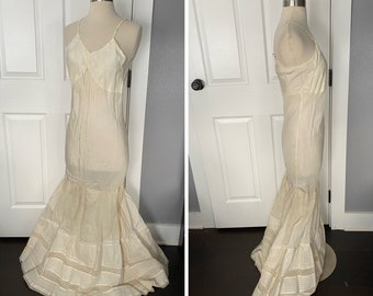 Vintage antique white Frankenstein slip dress size small