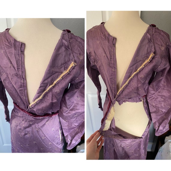 Fabulous antique 1900s 1910s purple silk dress wi… - image 8