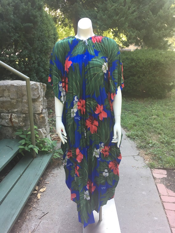 Vintage Blue Hawaiian Butterfly Dress