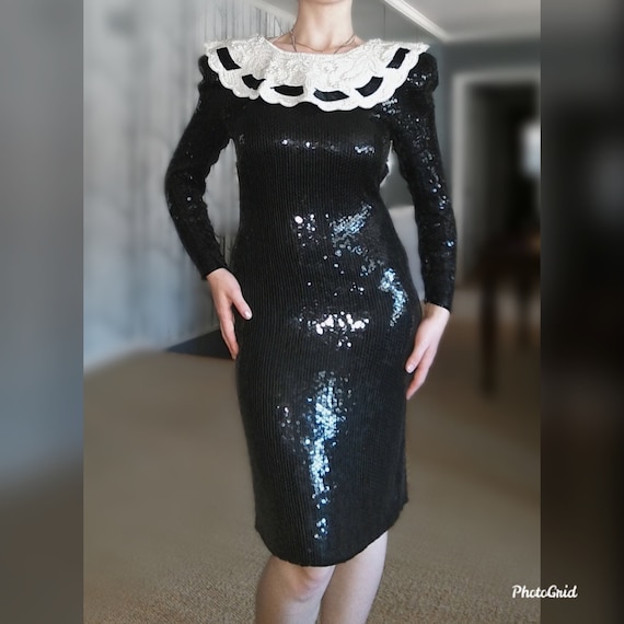 little black dress fresno Black Sequin Boucle Mini Dress – self-portrait-EU main image 0
