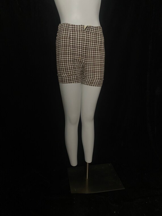Vintage 1970’s brown and white plaid summer short… - image 4