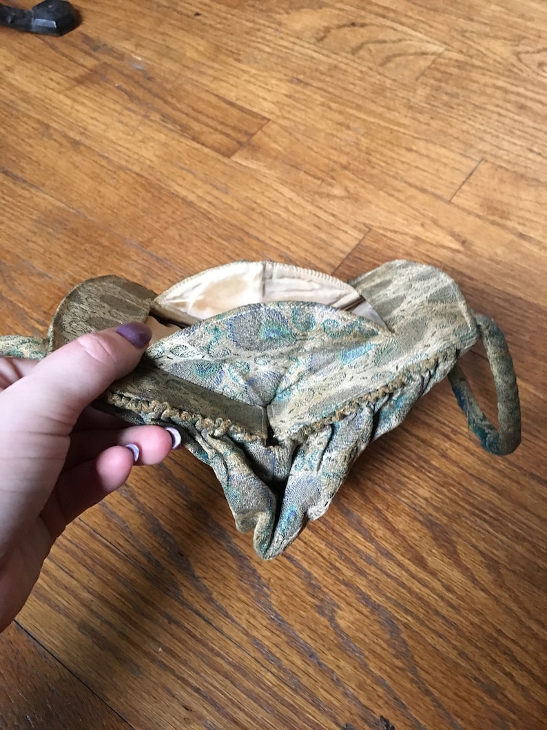 Vintage 1940/'s Gold and Blue Peacock Evening Bag