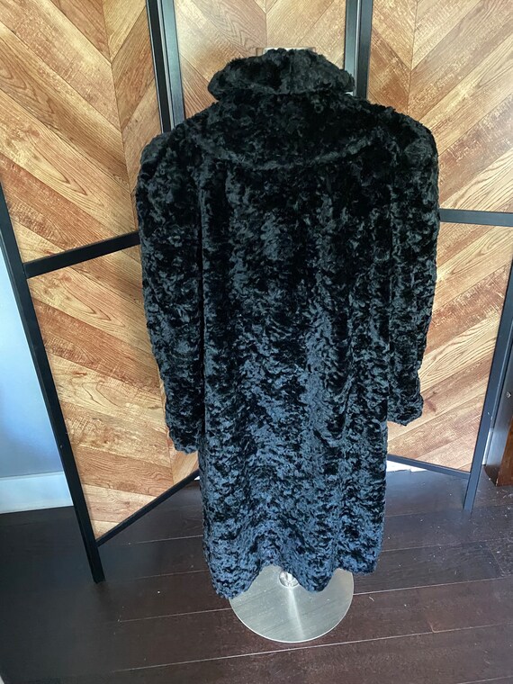 Vintage 1930’s black faux fur art deco coat with … - image 6