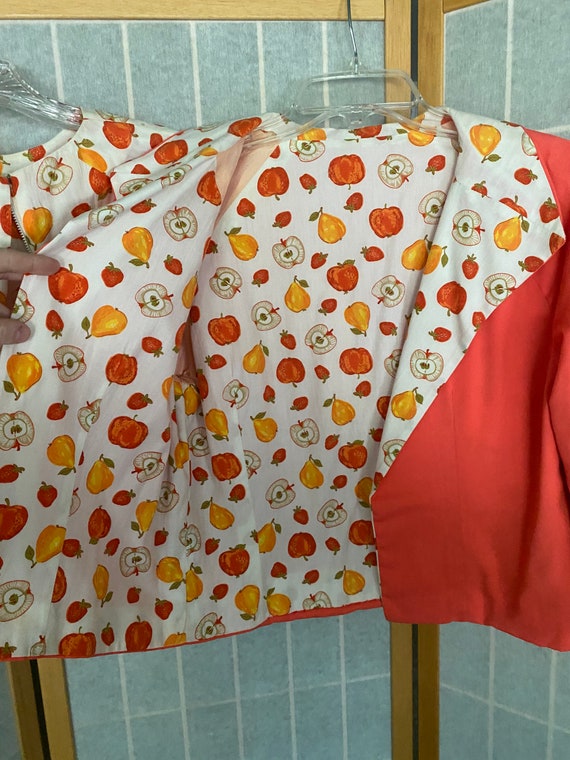 Vintage 1950’s 1960’s pink fruit themed top and m… - image 5